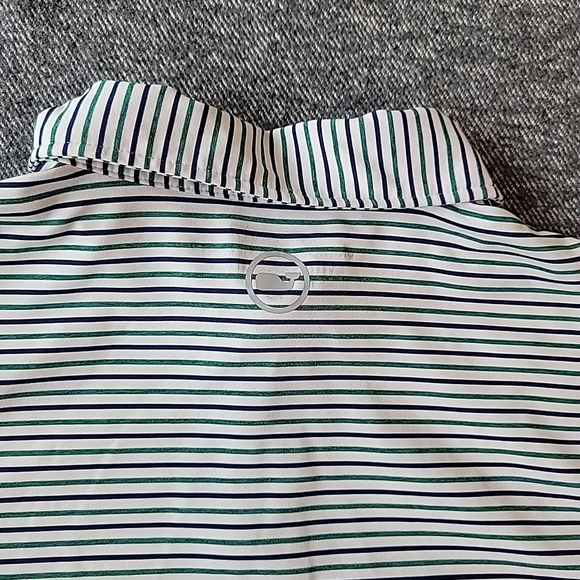 Vineyard Vines On The Go Sankaty Polo Men's XS Green Striped Performance Shirt - Picture 8 of 8
